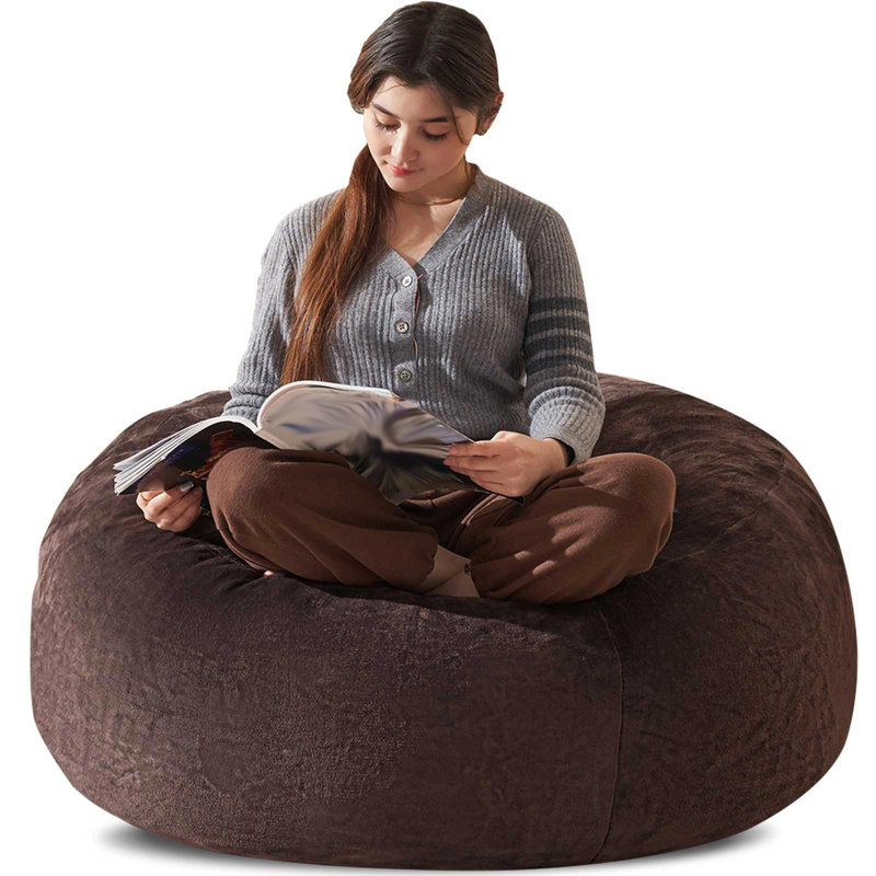 4FT Bean Bag Chair for Adults,Plush Faux Fur Bean Bags for Adults,Memory Foam Giant Bean Bags Lounger Suits Any Room,Movie Nights,Reading,Compression Packing