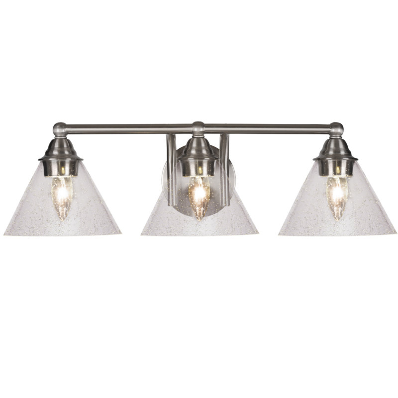 Michell 3-Light Bath Bar, Brushed Nickel, White Muslin