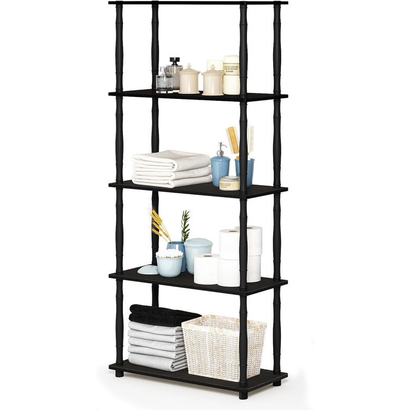 Elva 23.6'' W Plastic Shelving Unit, Espresso/Black