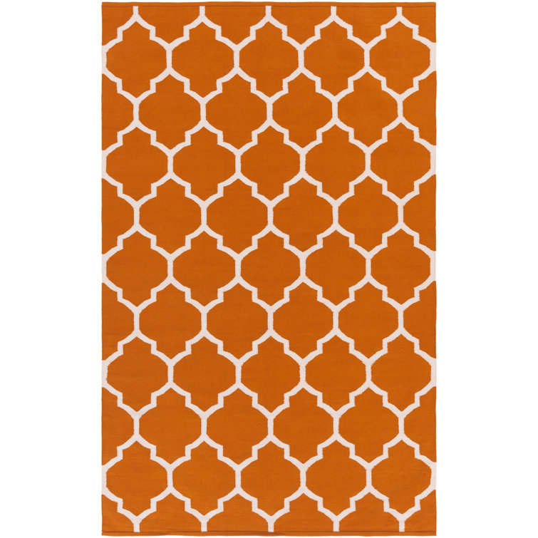 Tapis orange en coton tissé à plat à la main Bethy