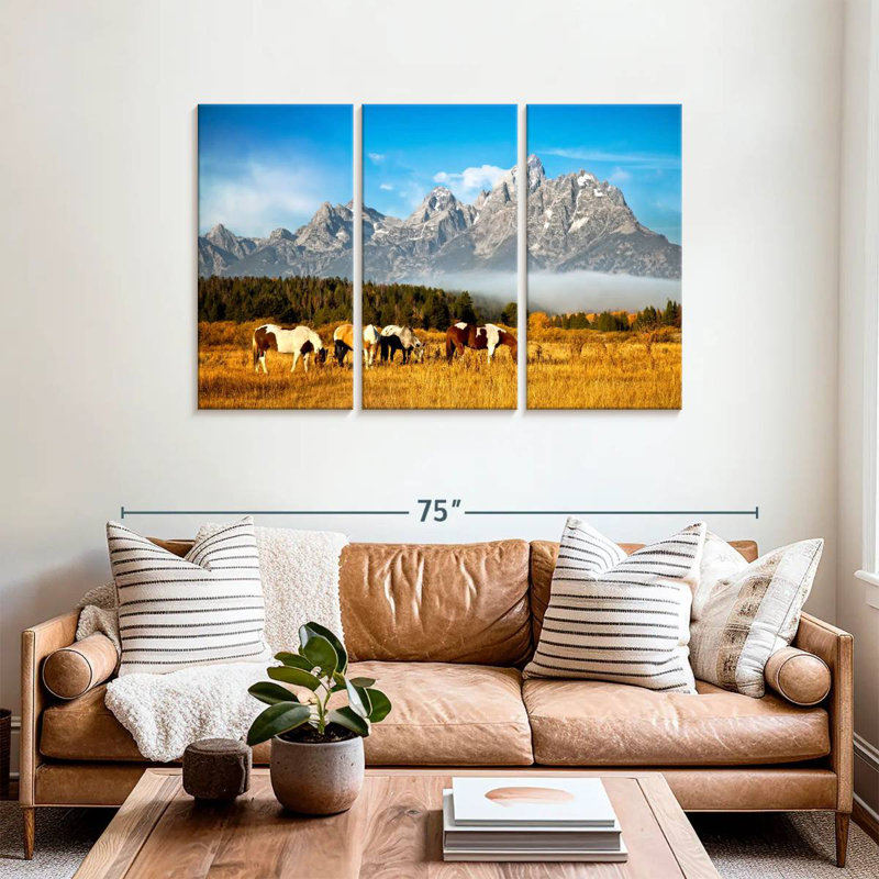 Chevaux de Jackson Hole Valley, H 36 po x l 57 po