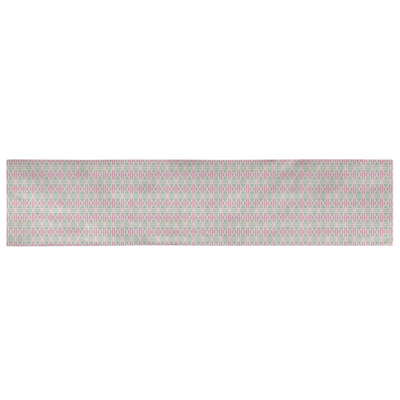 Chemin de table losanges doublés Avicia, 73,5 po x 17,5 po, Poly, Rose / sarcelle