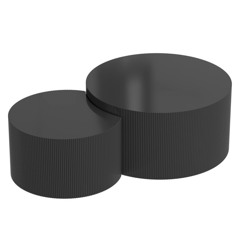 Fronnie 31.5" W 2-Piece Round Nesting Coffee Table Set, Black
