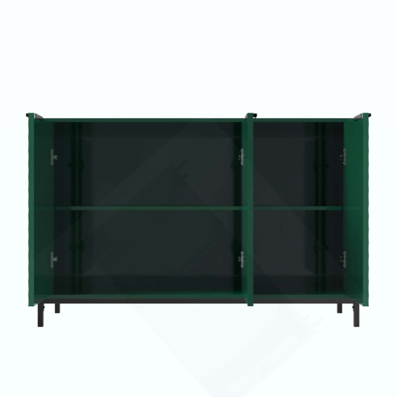 Buffet moderne à 3 portes ultrabrillantes avec pieds en métal thermolaqué, Vert