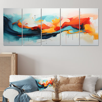 «Colorful Abstract Expression II», peinture abstraite sur toile 5 pièces