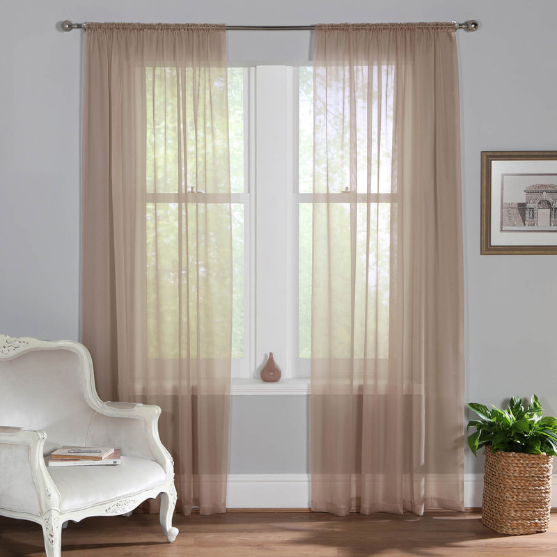 Alayjiah Sheer Slot Top Panel Pair, Latte, 149cm Width x 229cm Drop