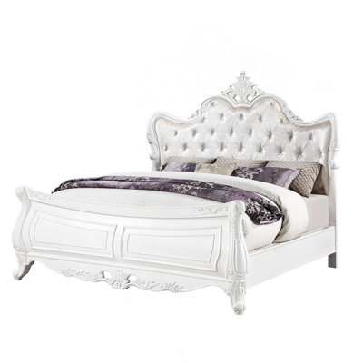 Glamorous Pearl White Bed With Ornate Excellence Mesmerizing Upholstered All Parts