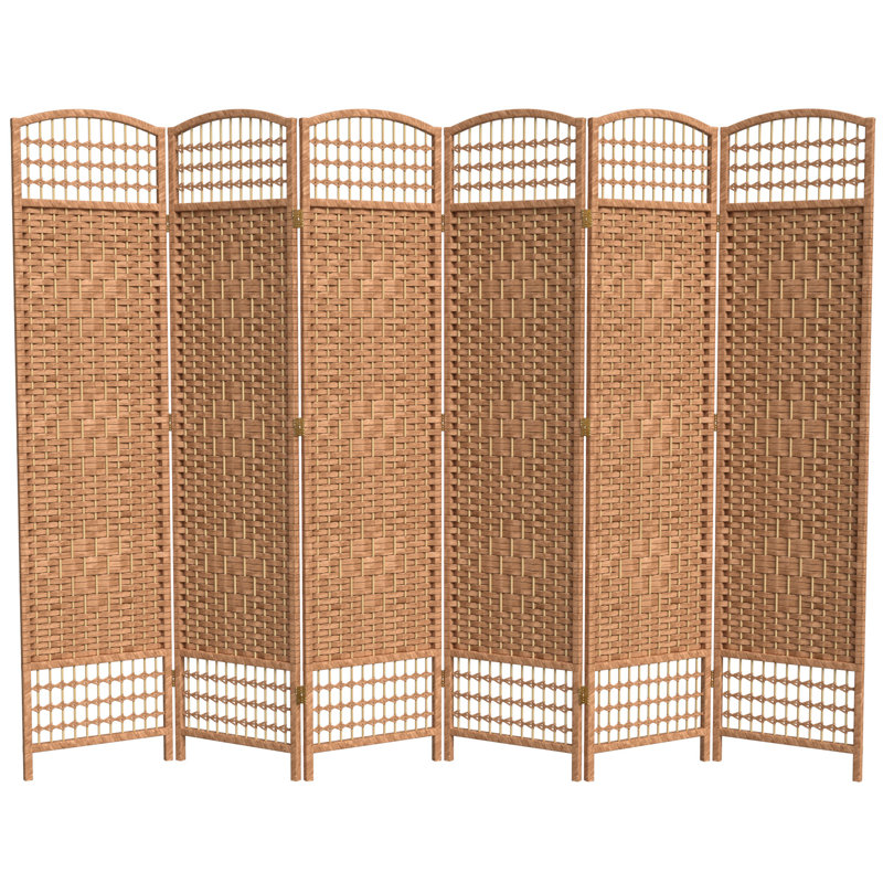 67" x 64" Weave 5 Panel Room Divider, Natural, 6
