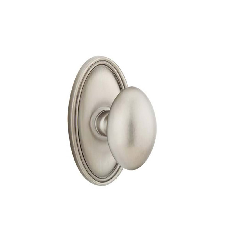 Passage Egg Knob with Oval Rose, Pewter