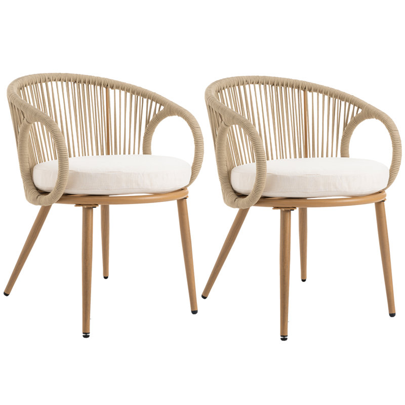 Coussins de chaise d'extérieur modernes inclus pour le salon extérieur, Beige