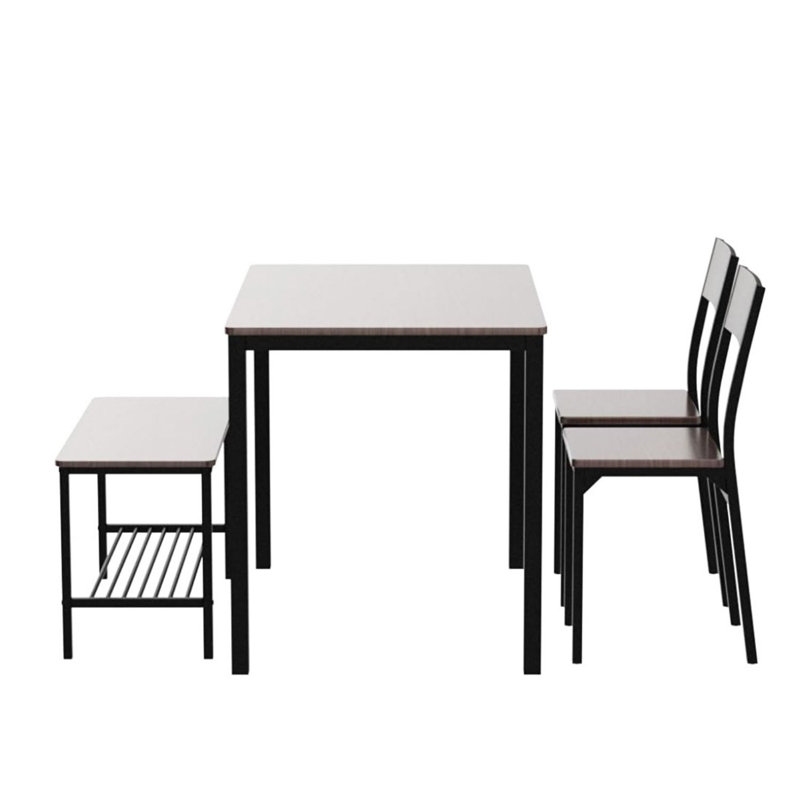 4 - Person Four Leg Dining Set, Rustic Oak/Black