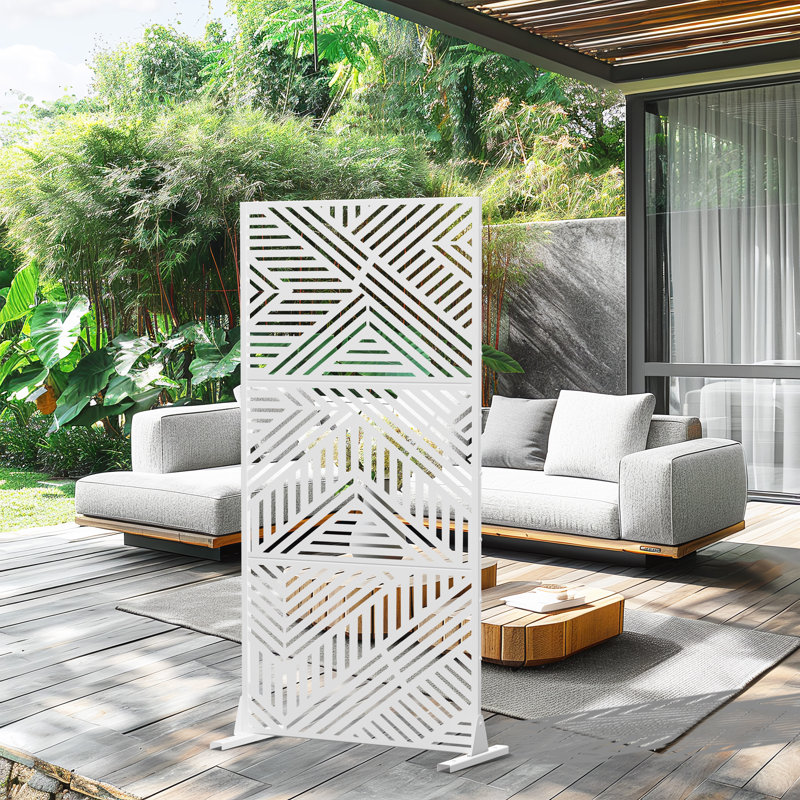 Paravent d'extérieur en métal, Blanc, H 72 po x l 35 po x P 16 po