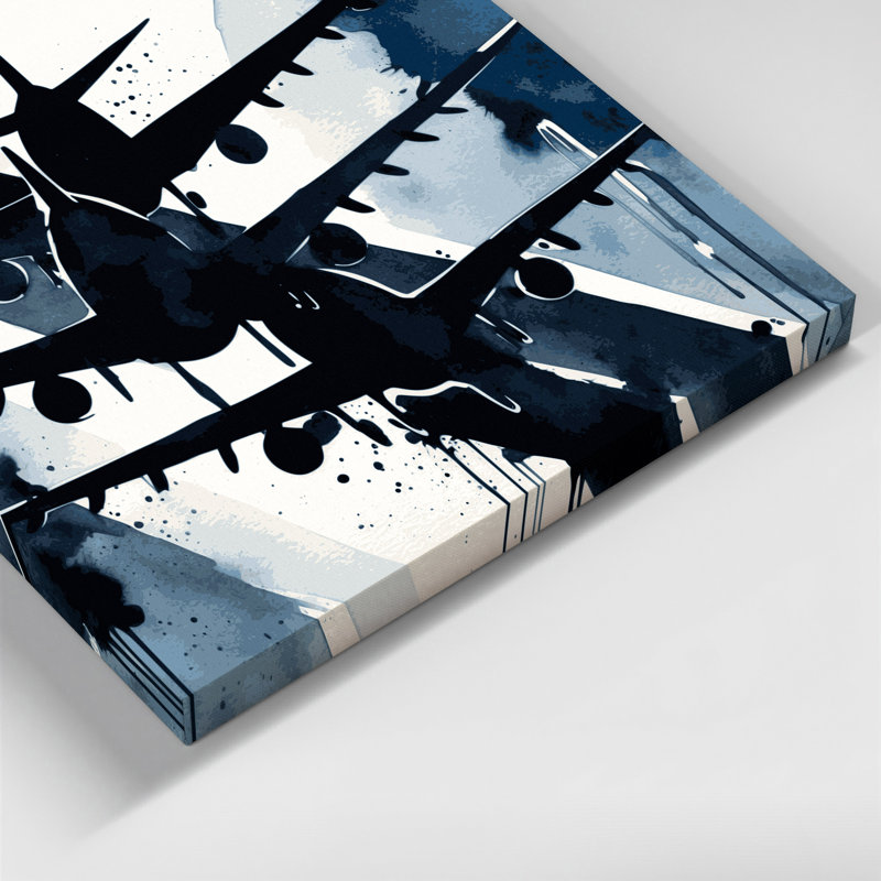 «Transport Commercial airliner silhouettes», art mural sur toile grise, H 32 po x l 32 po