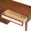 Ensemble coiffeuse 39 po en bois de style bohémien rétro avec prise de charge, port USB et tabouret, coiffeuse avec 3 tiroirs de rangement et 1 tiroir rectangulaire en rotin