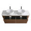 Meuble-lavabo mural de 60 pouces avec lavabo rond double à rayures blanches Carrara et tiroirs de rangement-483256512-483256518-483256519