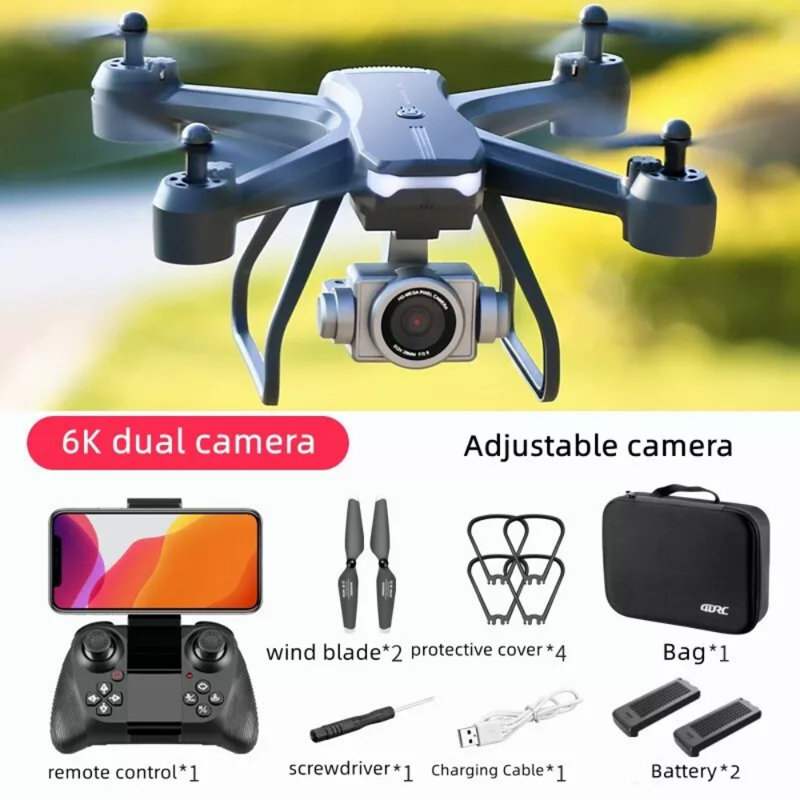 V14 Professional Drone 6k Hd Dual Caméra Wifi Fpv Portable RC Quadcopter 2 Batterie, drones Convient aux adultes / débutants.