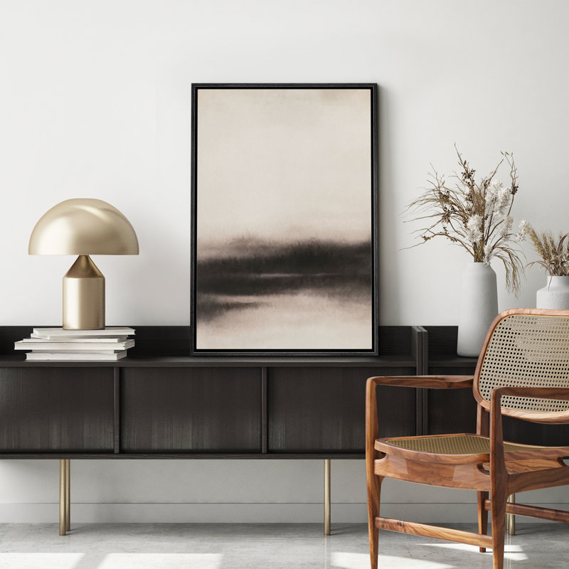 «Black and White Abstract Reflective Landscape Art», reproduction d'art sur toile encadrée, H 36 po x l 24 po x P 1,5 po