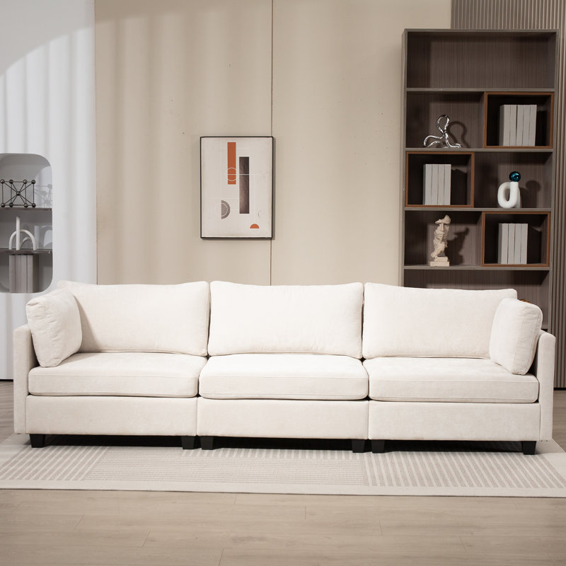3-Seater Deep Sofa Couch, Beige