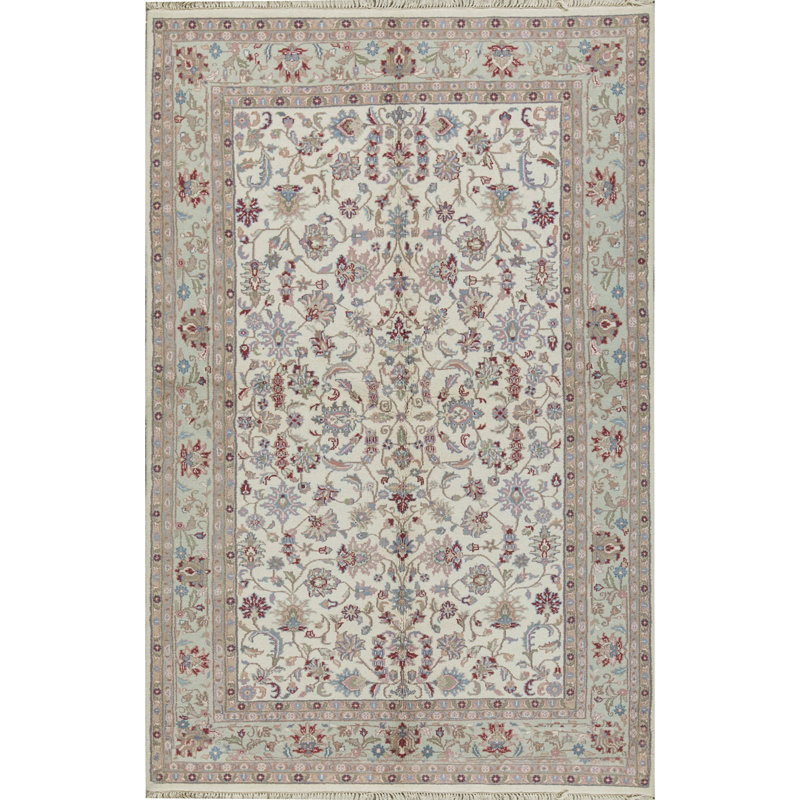 Indo Oriental Area Rug in Ivory/Green/Beige