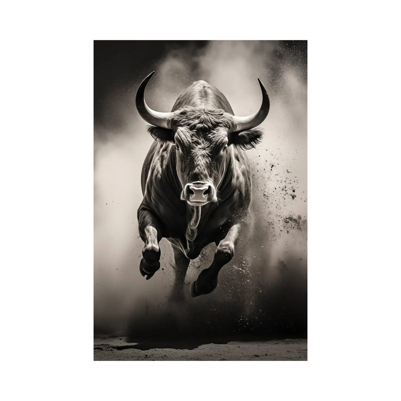 Bull Black - reproduction d'art murale - toile tendue