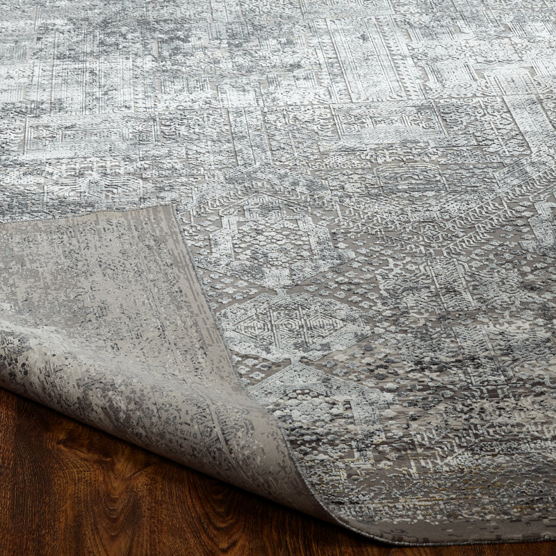 Area Rug in Gray, Rectangle 9'9" x 13'9"