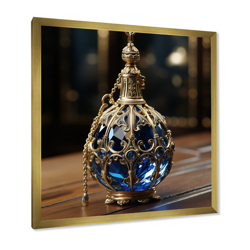 Design rétro de bouteille de parfum rétro - Parfums, décoration murale, Cadre doré simple, H 36 po x l 36 po x P 1,5 po