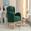 Chaise berçante en tissu Teddy avec pieds en bois paquet, vert