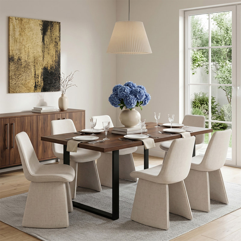Ensemble de table de salle à manger 7 pièces pour 7 personnes, Beige