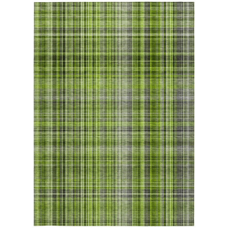 Tapis extérieur lavable antidérapant à carreaux vert 5 pi x 8 pi
