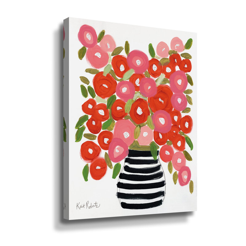 Poppies In Strawberry And Taffy Gallery, H 10 po x l 8 po x P 2 po, Toile tendue