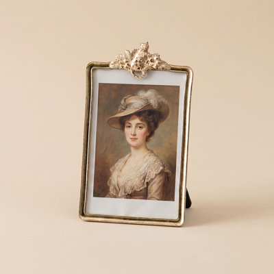 Cadre photo Vintage Gold Cat & Floral Crown - Cadre photo en métal de style antique