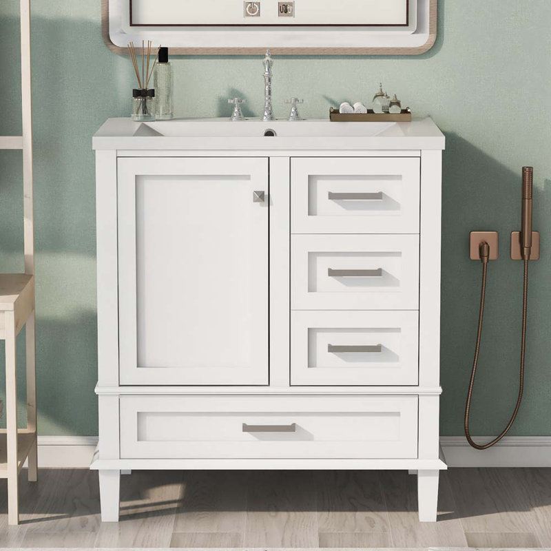 Meuble-lavabo simple 30,11 avec comptoir, Blanc