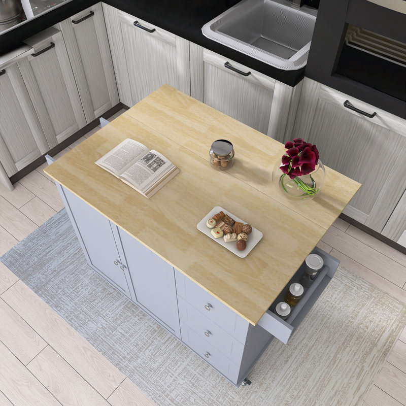 Chariot de cuisine 52,7 po en bois massif