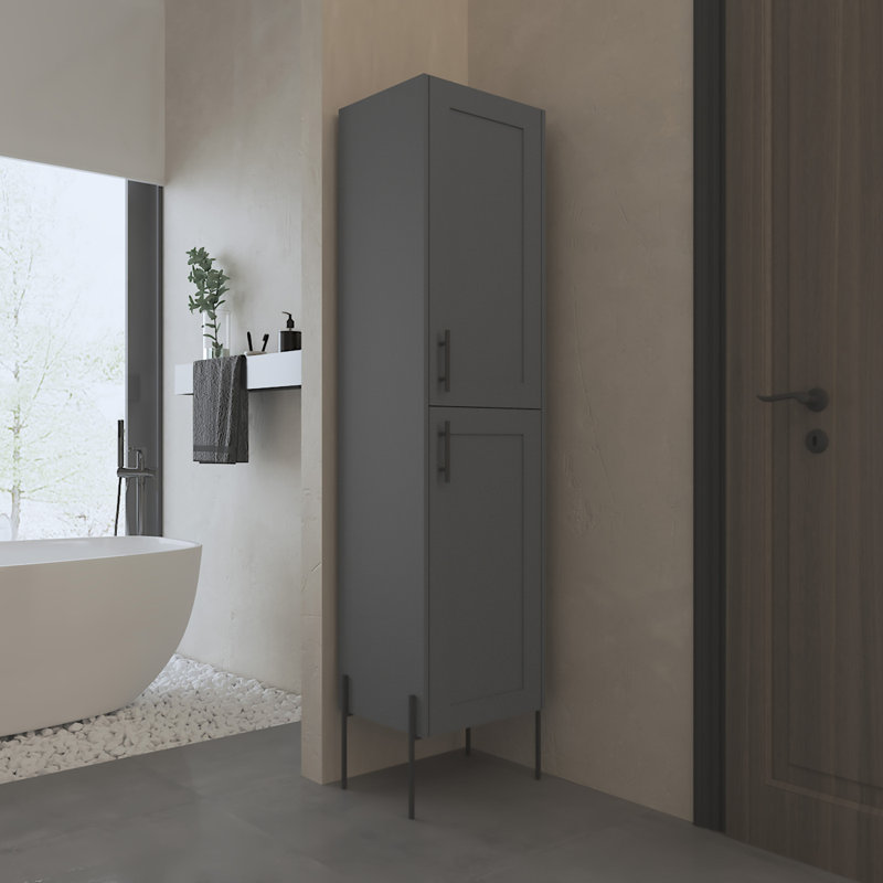 Meuble d'appoint Sealy Hight en mélamine et 4 tablettes, gris mat, Gris