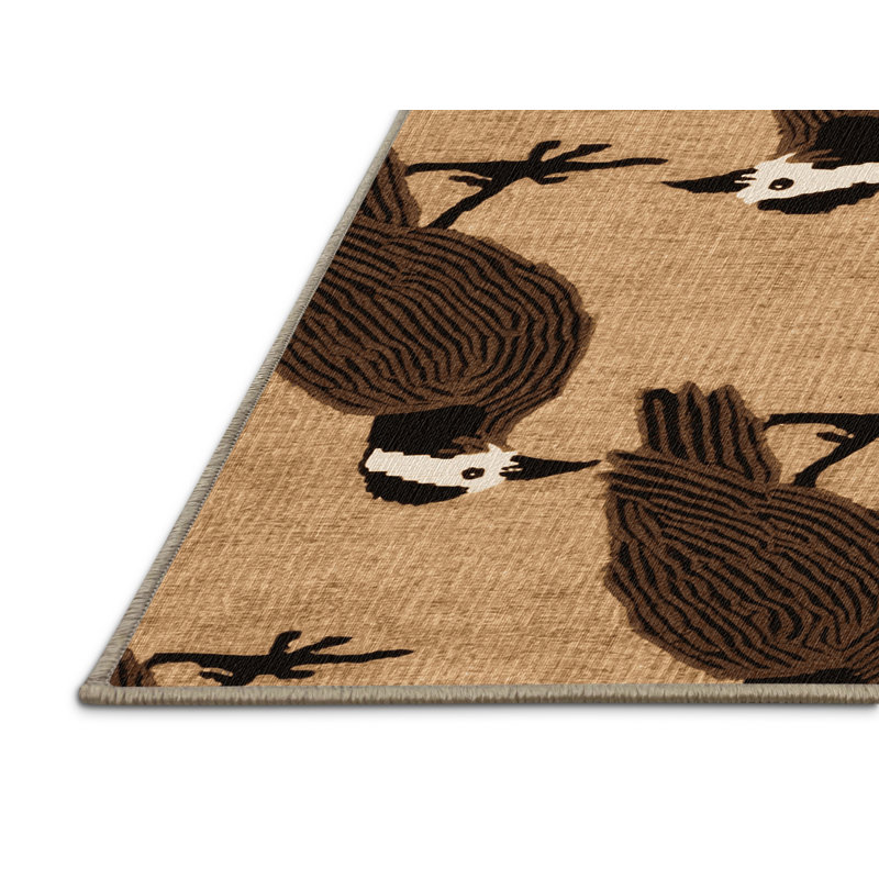  Tapis lavable brun Noddy Birds, Rectangulaire 8 pi x 12 pi