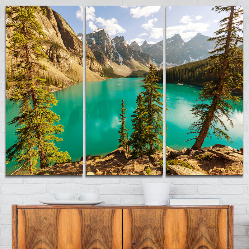 «Moraine Lake in Banff National Park», ensemble de 3 impressions sur toiles tendues