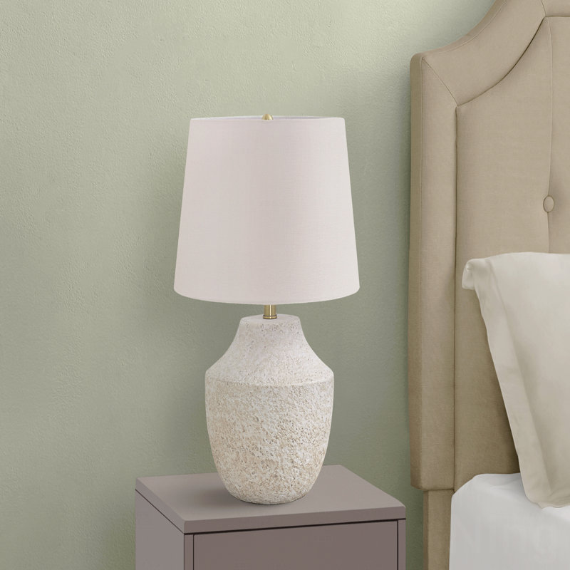 Lampe de table - H 20 po, en béton crème, Crème, crème