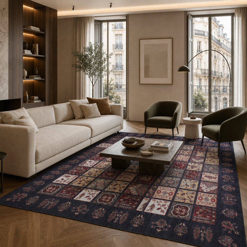 Vintage Look Cotton and Chenille Flatweave Area Rug, 200 x 300 cm