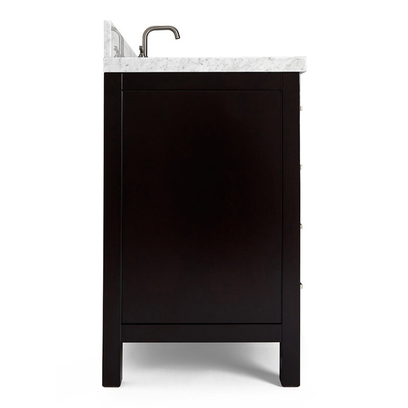 Cambridge 37'' W Single Vanity, Espresso, Carrara Marble, Brushed Nickel