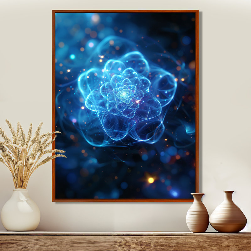 «Morning Magic Cosmic Flower - Botanicals», art mural, Toile avec cadre flottant brun, H 40 po x l 30 po x P 1,5 po