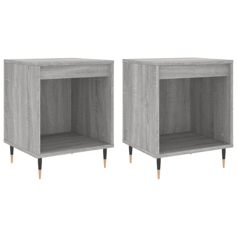 Plainsboro Solid Wood Bedside Table, Grey Sonoma, Set of 2