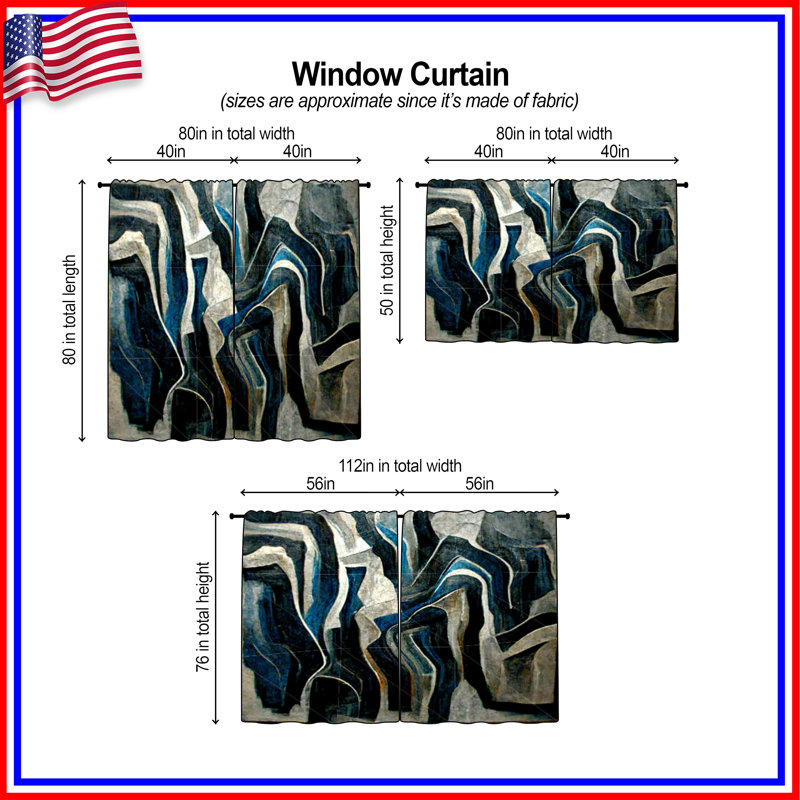 Rideaux abstraits abstraits et transparents - 2 panneaux, 40 po x 60 po - 2 panneaux, Obscurcissement de chambre