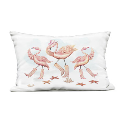 Dancing Cowboy Flamingoes Outdoor Printed Pillow design by Ziwei Li