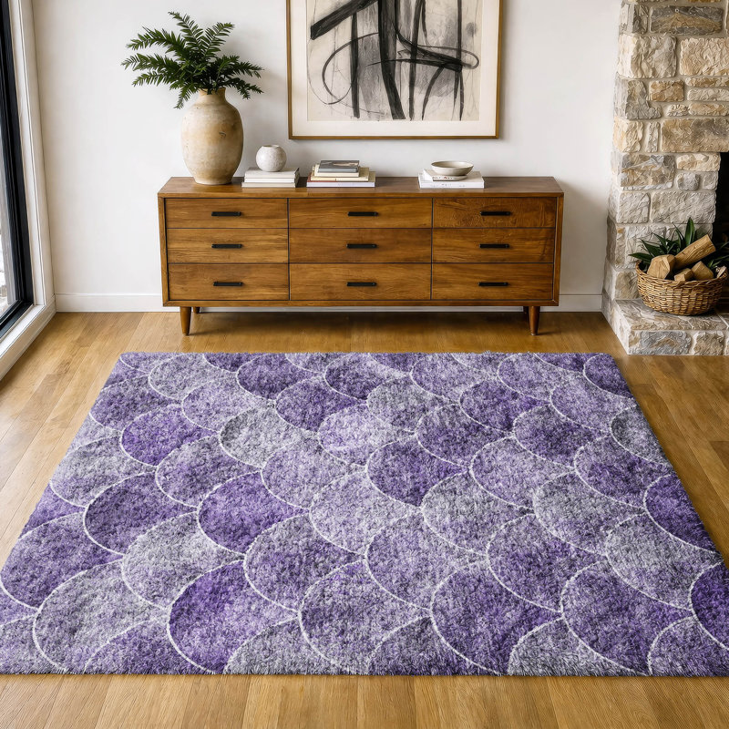Tapis à poil long de qualité supérieure lavable à la machine ADS594, Purple, 10' x 14'