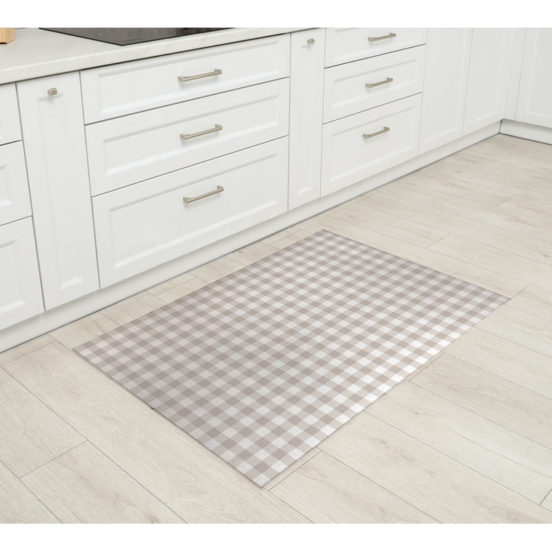 Tapis de cuisine Proper Gingham, Rectangulaire 3 pi x 5 pi, Taupe