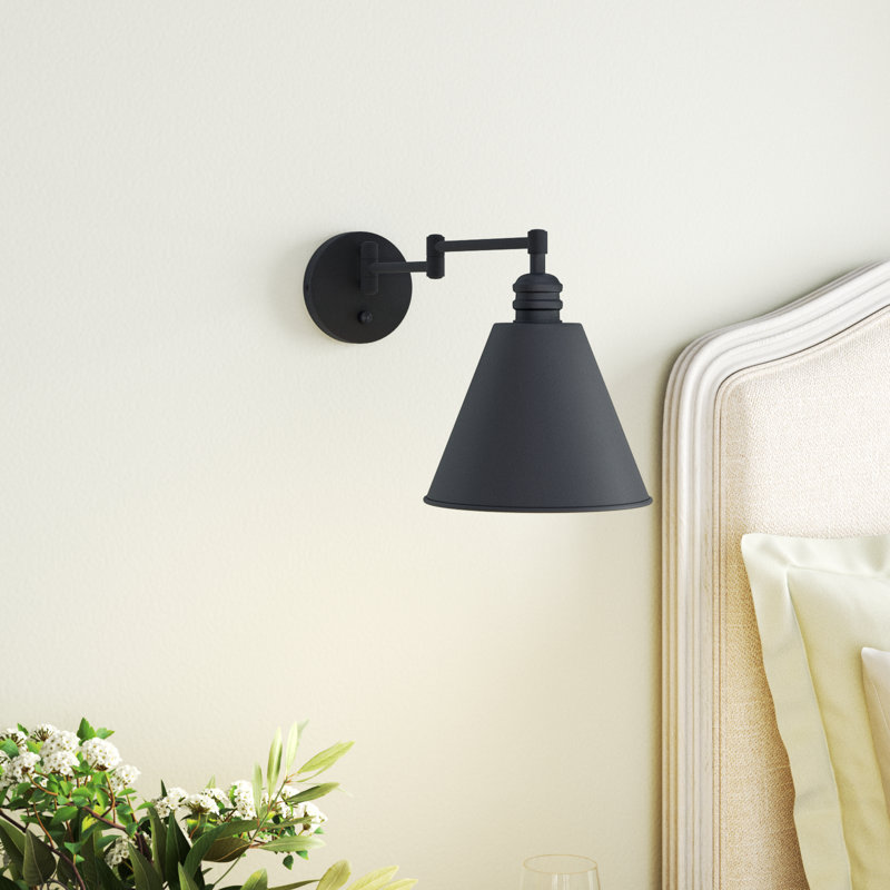 Cidni Swing Arm Sconce, Black