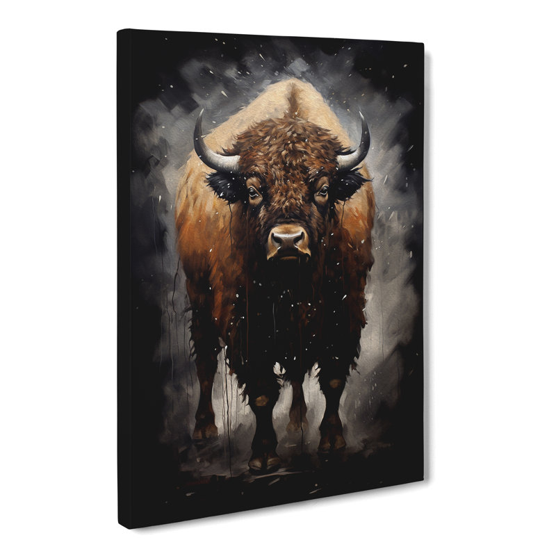 Buffalo Gestural - Wrapped Canvas, 50cm H x 35cm W x 3cm D