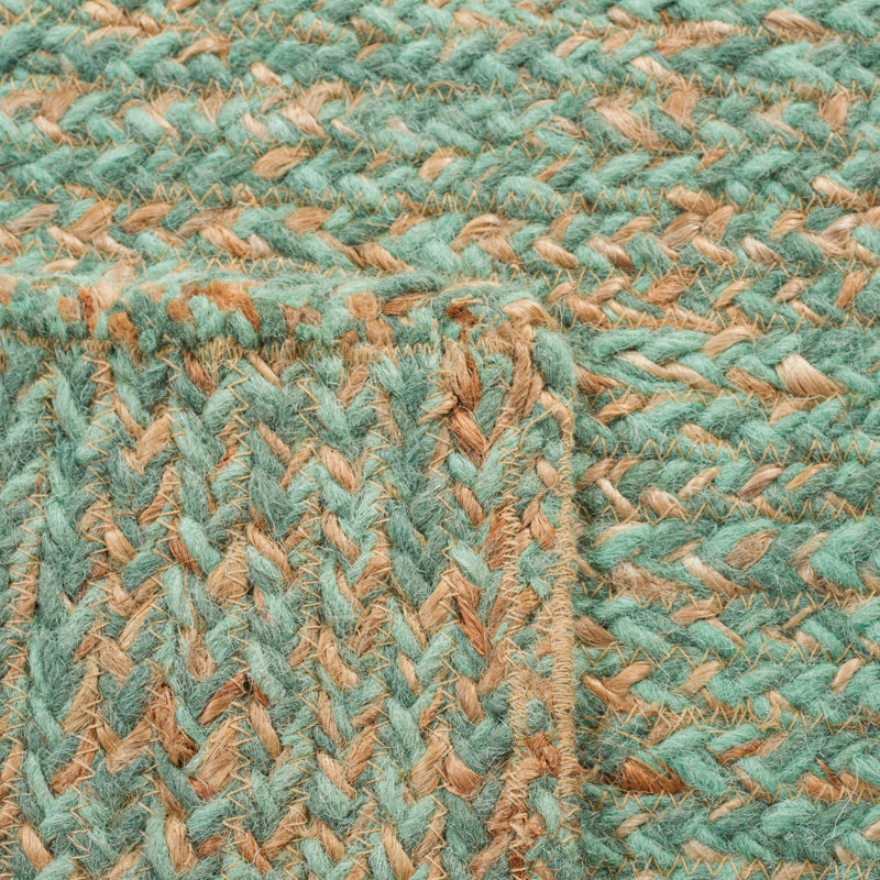 Jarico Natural Fiber Hand Loomed Wool/Jute Rug in Green/Natural, Rectangle 8' x 10'