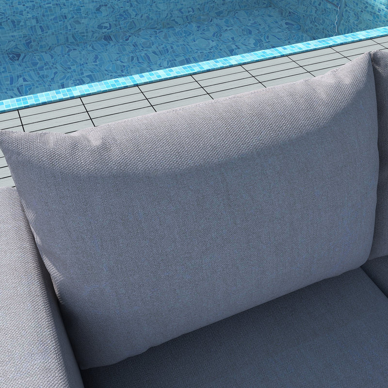 Modern Outdoor Daybed Patio Metal Daybed, Gray/Black