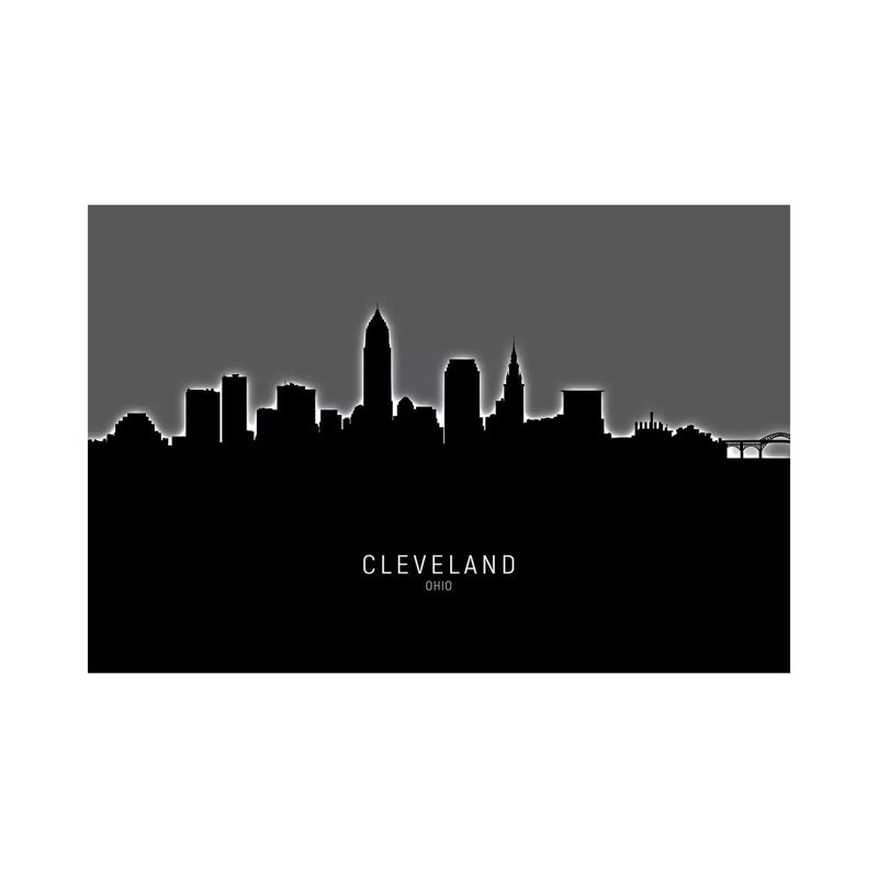 Cleveland Ohio Skyline by Michael Tompsett - Wrapped Canvas Print, 20.32 cm H x 30.48 cm W